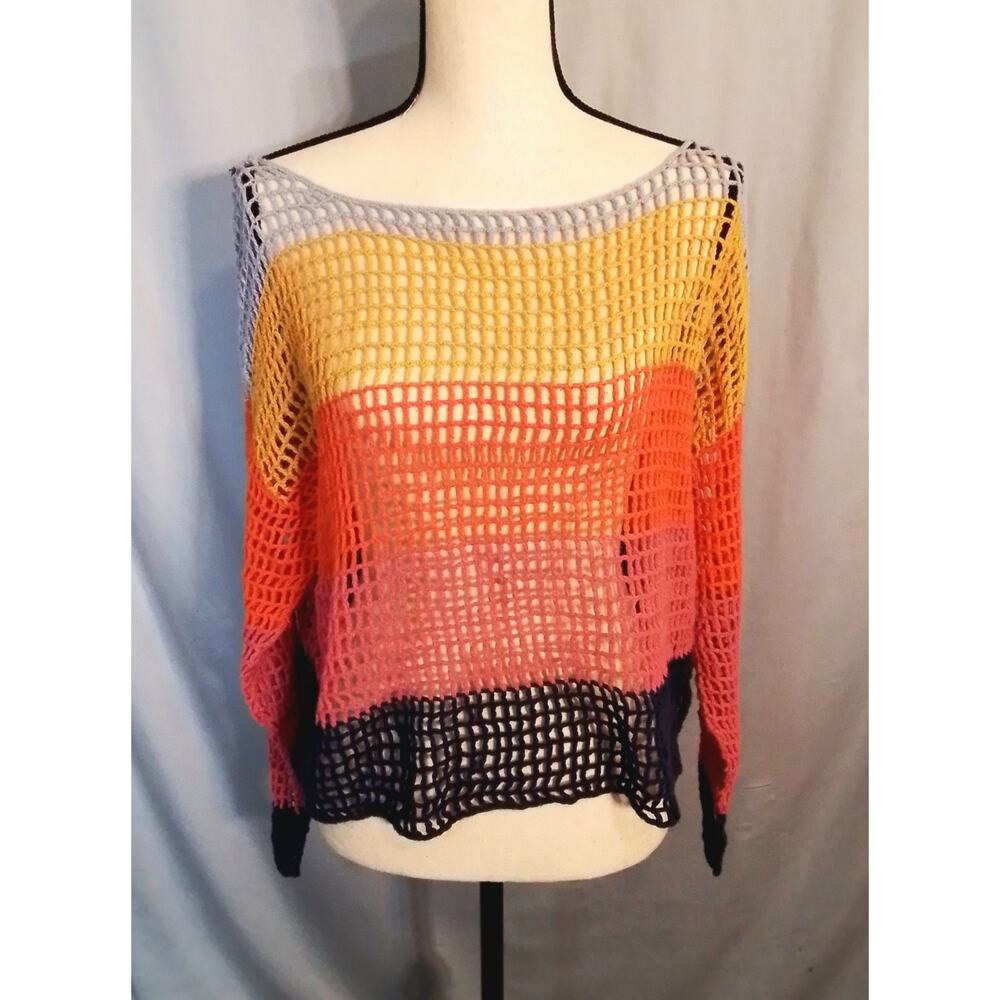 Forever 21 crocheted multi colored open stich cover sweater.